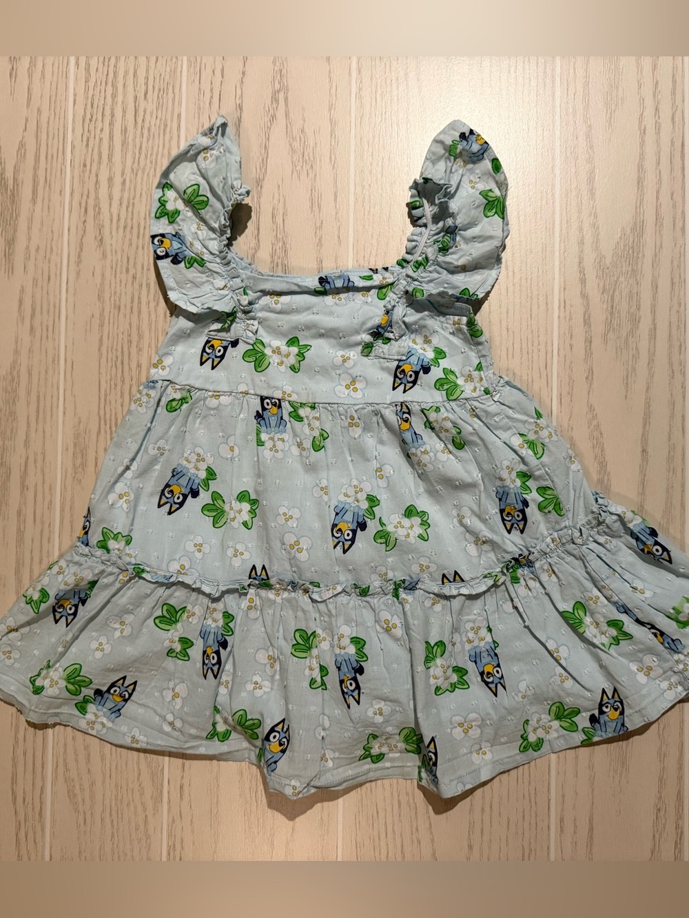 Bluey Bingo Toddler Girls Floral Ruffle Cotton Sundress 3T
